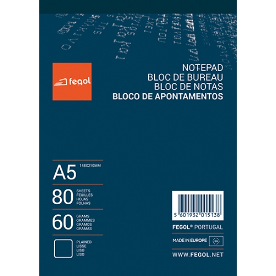 Picture of BLOCO APONTAMENTOS A5 FEGOL 80FOLHAS LISO
