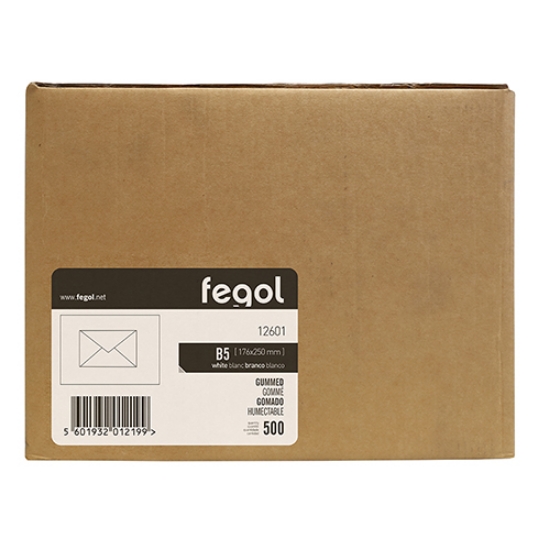 Picture of ENVELOPES B5 176X250MM BRANCOS 90GR PALA BICO FEGOL 12601 (CAIXA 500)