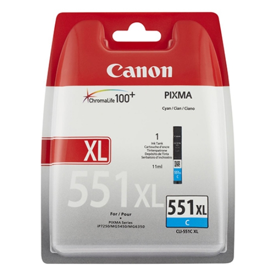 Imagem de TINTEIRO ORIGINAL CANON CLI-551C XL CYAN ALTA CAPAC.