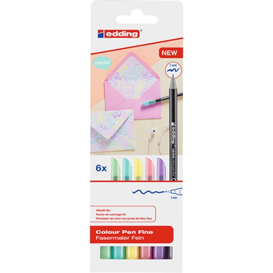 Imagem de BLT.6 MARC. FIBRA EDDING 1200 P/RED. CORES PASTEL (12006SP)