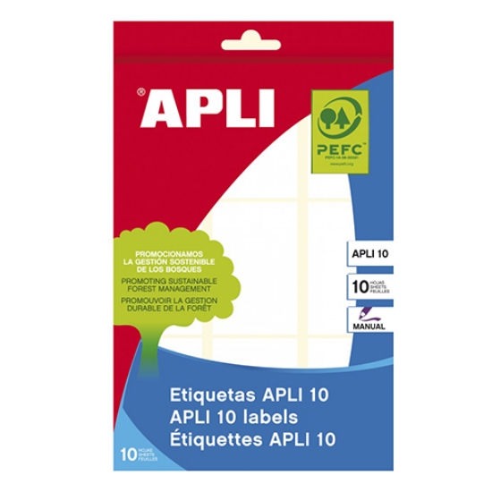 Picture of ETIQUETAS APLI A5 34X53MM BRANCA REF.01650 (CARTEIRA 10FOLHAS/90ETIQ.)